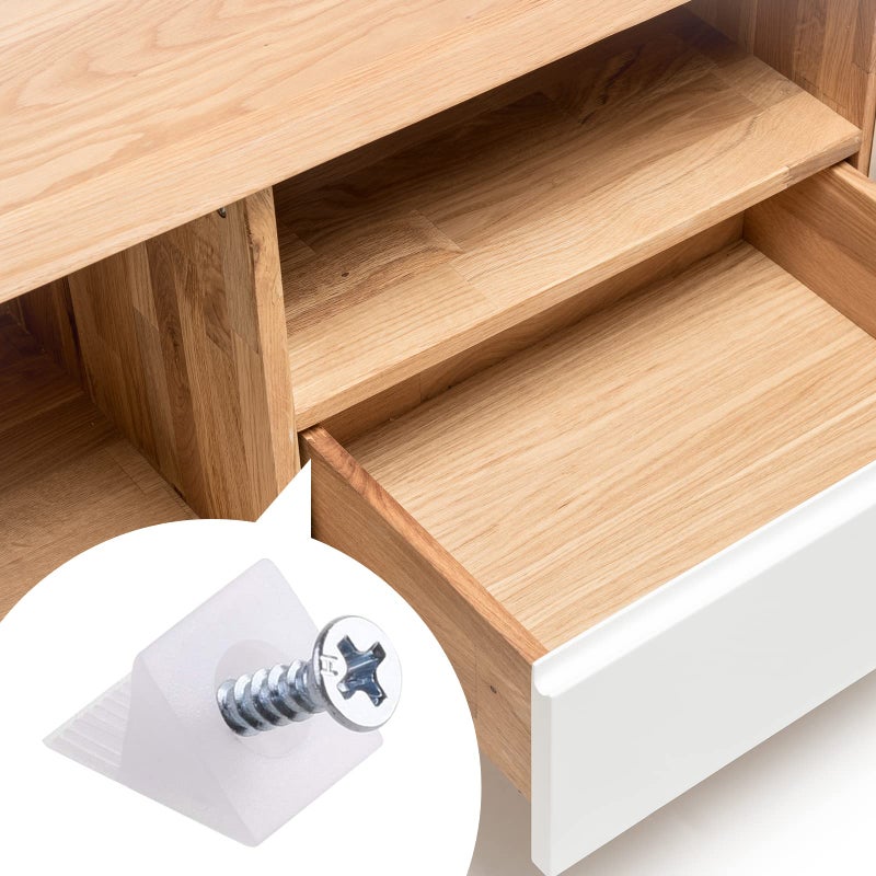 Canomo 100 Packs Fixing Mending Wedges 90 Degree Drawer Plastic Angle Code Bracket for Furniture Chest Drawer Bottom Repair with Screws, 14.5x13.5x9.5mm - Image 4